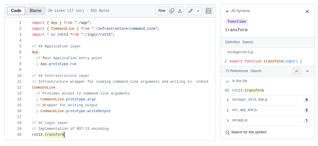 Code navigation on GitHub